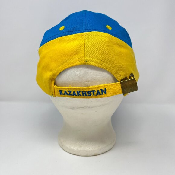 Vintage Kazakhstan Adjustable Blue Yellow Souvenir Hat Cap Embroidered Kazashka - Picture 6 of 10